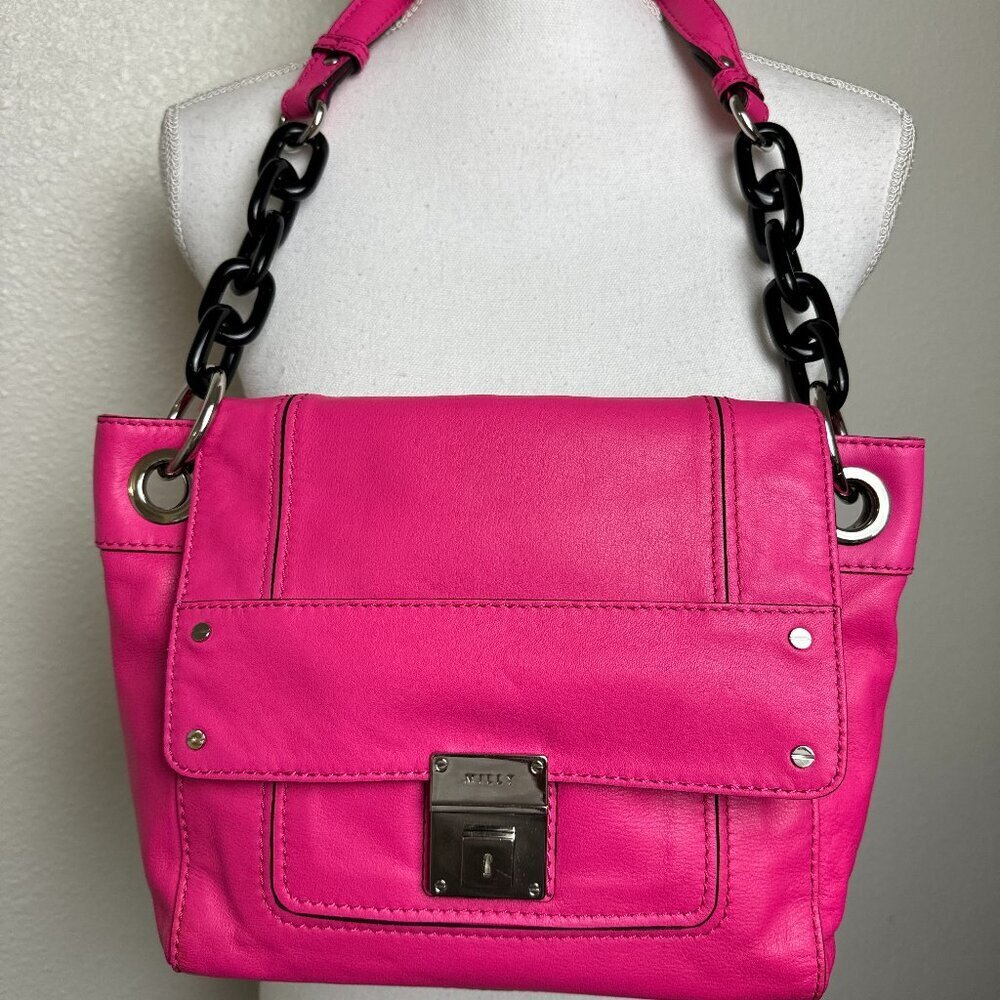 Milly Pink Leather Turnlock Handbag Shoulder Bag